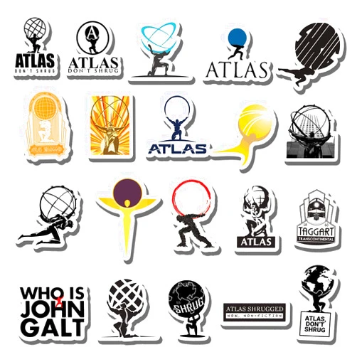 Generic 20 PCS Stickers Pack Atlas Aesthetic Shrugged Vinyl Colorful Waterproof for Water Bottle Laptop Scrapbooking Luggage Guitar Skateboard