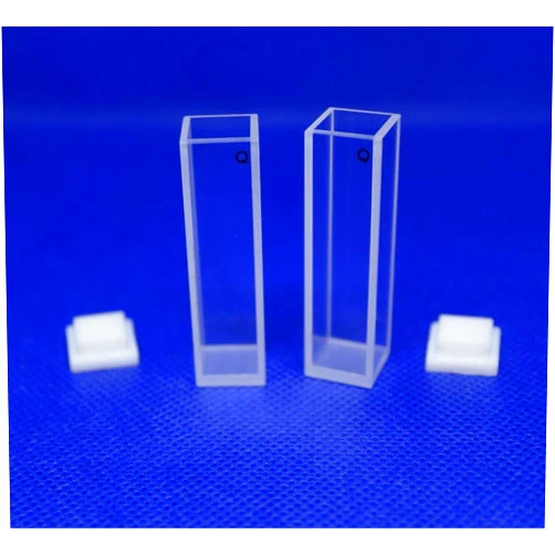 LAB4US Fluorescence UV Quartz Cuvettes Cell (2pcs) for Spectrophotmeter Fluorescence Cells 10mm Pathlength, 3.5ml, 4 Clear Windows, 4 Clear Sides,190-2500 nm, Open top Non-Sealing PTFE Cover