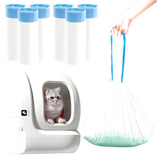 DANHMAO 120pcs PURA X/MAX Self-Cleaning Litter Box Liner Bags,Waste Bags for PuraX PuraMax,Drawstring Heavy Duty Cat Litter Waste Receptacles Bags