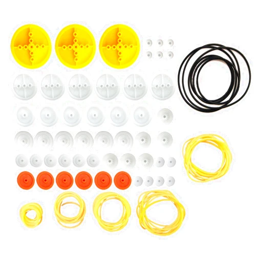 EUDAX 2mm Hole Plastic Belt Pulley Gears Combination Modulus Package Rubber Belts Band Plastic Model Accessories for DIY Robots Cars RC Toy Car Airplane