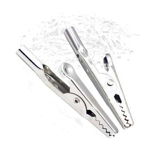 JINSHANGTOPK 24Pcs 51mm Metal Alligator Clip Spring Clamps test line Crocodile Clip Silver Tone Alligator Clips Nickel Plated Crocodile Clamps, used in laboratory electric testing work and Cable Lead Clip