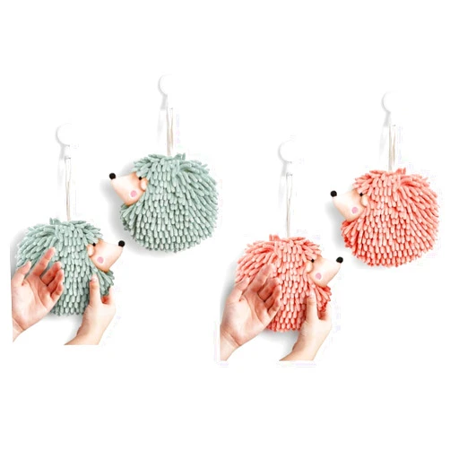Sophie & Panda New Edition: Little Hedgehogs 4-Pack Hand Towel Bundle Mint and Pink