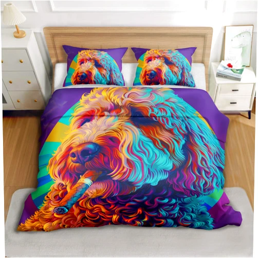 Reofrey 3-Piece King Comforter Set with Dog Patterns – King Size Microfiber Bedding Set Includes 104