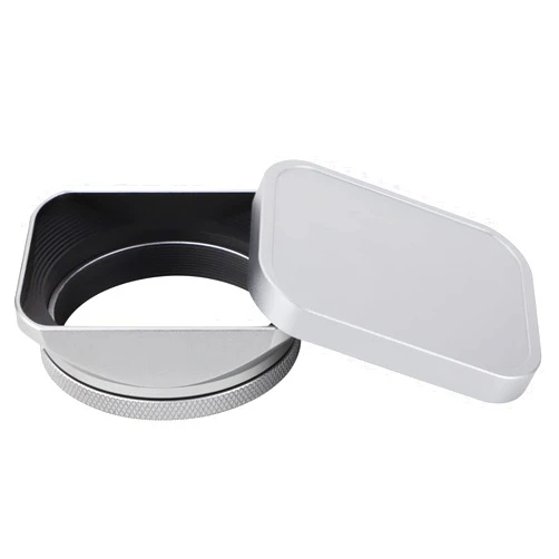 Haoge LH-X200S Square Metal Lens Hood with 49mm Adapter Ring Metal Cap for Fujifilm X100VI Fuji X100V X100F X100T X100S X70 Fuji Photo Camera Accessories Silver