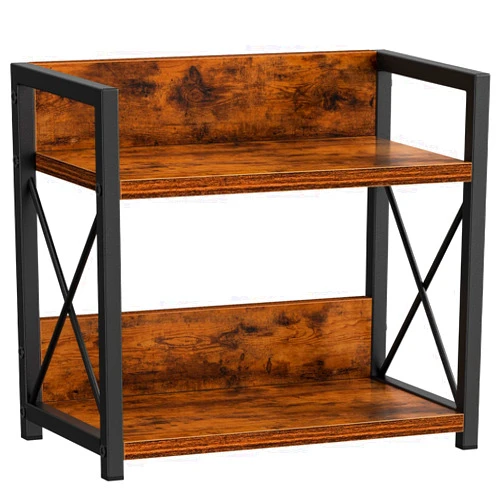 Giikin 2 Tier Kitchen Spice Rack Organizer for Countertop, Wood Coffee Counter Shelf Organizer for Home (Rustic Brown)