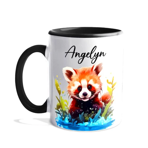 Elido Personalized Name Red Panda White Coffee Mug 11 Oz, Funny Red Panda Accent Mug Gift, Customized Red Panda Coffee Cup For Kid Men Women Birthday, Red Panda Animal Travel Gifts, Red Panda Lover Tea Cup