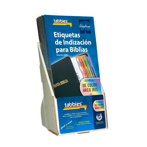Tabbies 20 Pack with Display Rainbow Spanish Bible Indexing Tabs, Old & New Testaments, 90 Multi-Colored Tabs (58354)