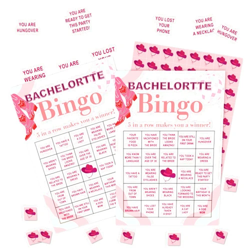 Fahdatzh Bachelorette Games Bingo Cards, Wedding Theme Bingo Game, Bachelorette Game for Family Friends Large Multiplayer Group Activities, Newly Wed Party Birthday Favors Gifts -07