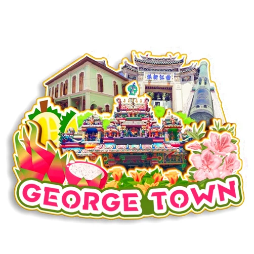 Tripsouv George Town Malaysia 3D Fridge Magnet Wooden City Travel Souvenir Refrigerator Stickers Home Kitchen whiteboard Decor