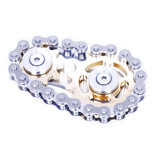 DMaos Fidget Spinner, Sprocket Linkage Bike Chain Spinner Design 2 Gears Figity Spin Finger Games, Metal Stainless Steel Durable Mechanics, Premium Figit Toy - Gold