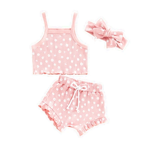 Nyapruwe Infant Baby Girl Summer Clothes Floral Sleeveless Strap Tank Top Ruffle Bloomers Shorts Newborn 2Pcs Outfit