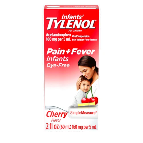 Tylenol Infants Liquid Pain Relief and Fever Medicine, Oral Suspension, Dye-Free Acetaminophen for Sore Throat, Headache & Teething, Fever Reducer for Kids; Cherry Flavor, 2 fl. oz.; Pack of 1