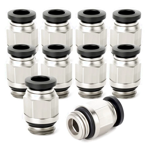 TAILONZ PNEUMATIC Straight 8mm Tube OD x 1/4 Inch G Thread Push to Connect Fitting with Sealing Ring PCG8-02 (Pack of 10)
