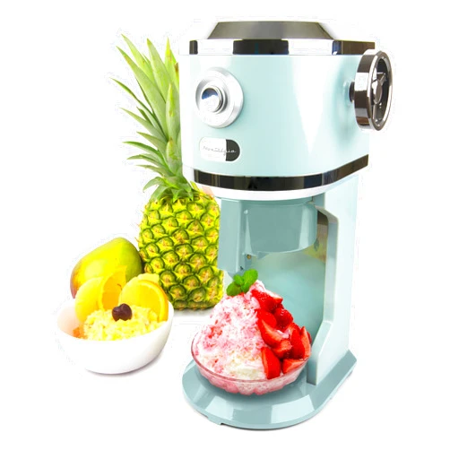 Nostalgia Snow Cone Shaved Ice Machine - Retro Table-Top Slushie Machine - Includes 2 Molds - Aqua Classic Ice Shaver