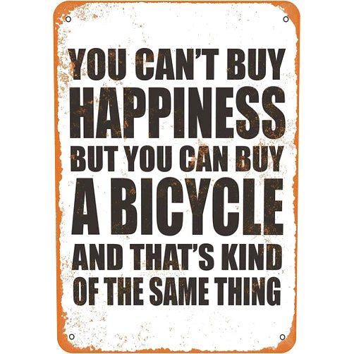 Felizzi 8 x 12 Metal Sign - You Can't Buy Happiness But You Can Buy a Bicycle - Vintage Wall Decoration Retro Art