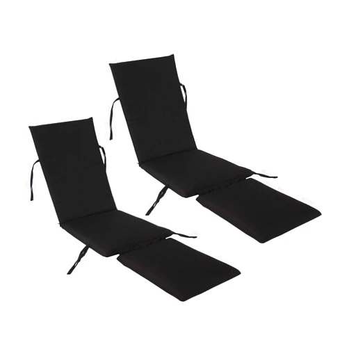 Kingrattan.com Made in USA Steamer Chair Cushion SunbrellaFabric Canvas Black #5408 (2-Pack)