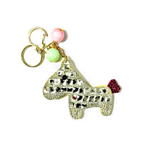 Stefano Laviano Crystal/Rhinestone Horse Pony Keychain Silver