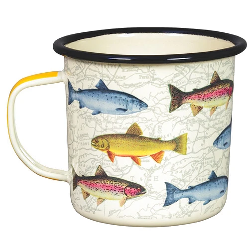 Gentlemen's Hardware - Fish Mug, Ideal for Camping, Hiking, & Backpacking, For Hot & Cold Beverages, Easy to Clean, Convenient (17oz, Cream)