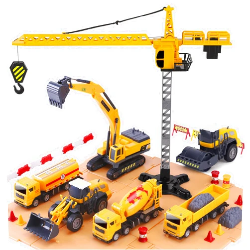 iPlay, iLearn Construction Site Vehicles Toy Set, Kids Engineering Playset, Tractor, Digger, Crane, Dump Trucks, Excavator, Cement, Steamroller, Birthday Gift for 3 4 5 Year Old Toddlers Boys Children