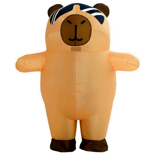 SHITOOMFE Inflatable Costume Halloween Fun Cute Capybara Costume with Cool Glasses Pattern for Parties, Festivals, Cosplay Brown