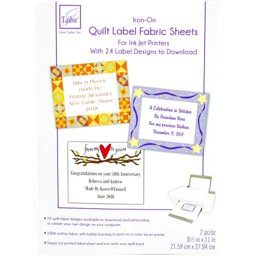 June Tailor JT-403 Quilt Label Fabric Sheets