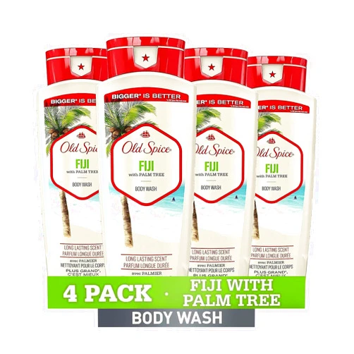 Old Spice Body Wash for Men, 24/7 Shower Fresh with Long Lasting Scent, Fiji with Palm Tree Scent, 18 fl oz (Pack of 4)