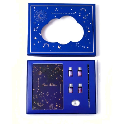 Generic Glass Calligraphy Set With Journal - Dip Pen Set with Ink, Cute Journal & Pen Holder