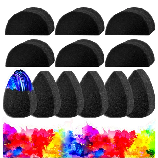 Mofuiry 12 Pack Professional Face Paint Sponges, Black Round Face Painting Sponges High Density Face Paint Sponge Bulk Body Paint Sponge Craft Sponges Makeup Sponge for Halloween Body Face Painting Art Crafts