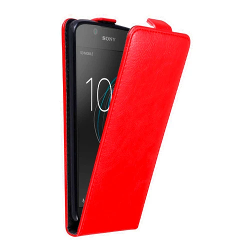 Cadorabo Case Compatible with Sony Xperia L1 in Apple RED - Flip Style Case with Magnetic Closure - Wallet Etui Cover Pouch PU Leather Flip