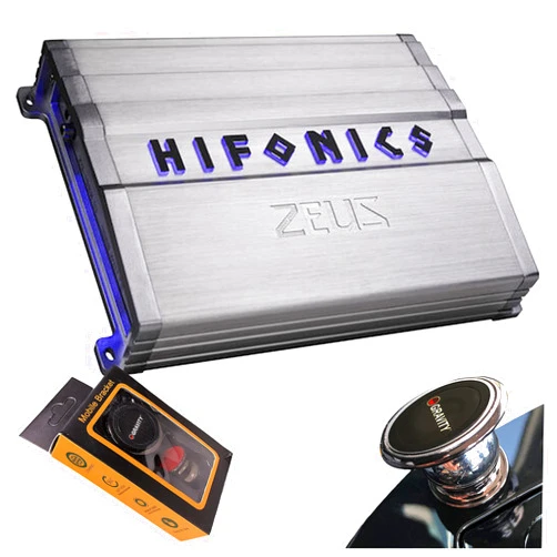 Hifonics ZG-1800.1D Zeus Gamma 1 Channel Super D Class 1800 Watt Car Audio Sound System Subwoofer Speaker Amp Amplifier with Gravity Magnet Phone Holder Bundle