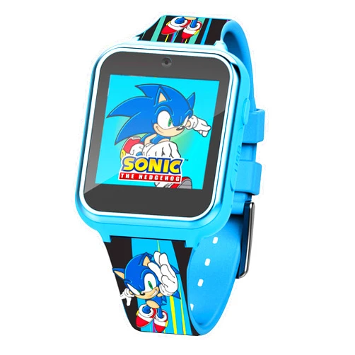 Accutime Kids SEGA Sonic The Hedgehog Blue Educational Touchscreen Smart Watch Toy for Boys, Girls, Toddlers - Selfie Cam, Learning Games, Alarm, Calculator, Pedometer (Model: SNC4141AZ)