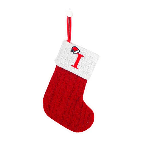 Syfixsy Personalized Christmas Stocking, Custom A-Z Family Christmas Stocking, Knitted Xmas Stocking for Kids,Holiday and Family Stocking for Holiday Party Family Decor Holiday Party (I)