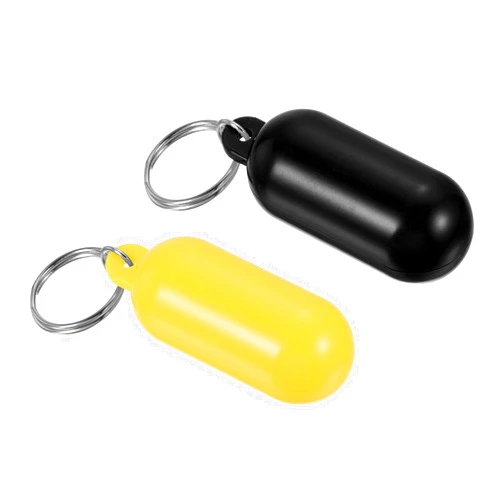PATIKIL Floating Keychain, 2 Pack Plastic Key Float Surfing Fishing Marine Sailing Key Holder Buoyant Keyrings for Boating Kayaking Water Sports, Black, Yellow