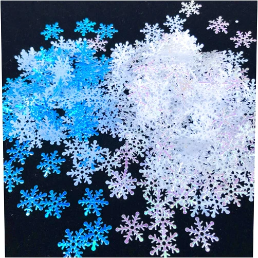 Worldoor 1200pcs Winter Wonderland White Snowflake Decorations - Snowflake Confetti Christmas Decorations/Xmas/Holiday/Birthday Party Supplies (White and Blue)