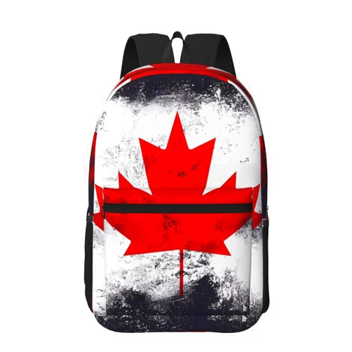 WBQLSL Canadian flag Large capacity backpack (17 inches), suitable for men and women, suitable for school, work, hiking, camping