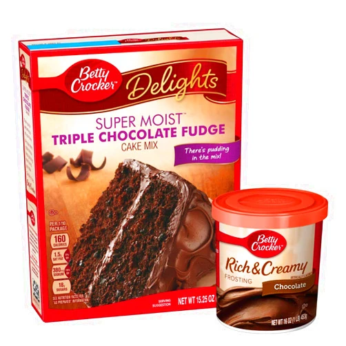 Betty Crocker Triple Chocolate Fudge Cake Mix and Chocolate Frosting Bundle (2 Items)