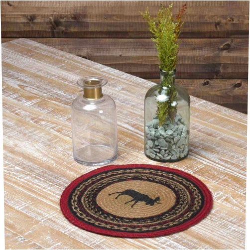 VHC Brands Rustic & Lodge Tabletop & Kitchen-Cumberland Round Jute Bedding Accessory, Tablemat Set, Almond Tan