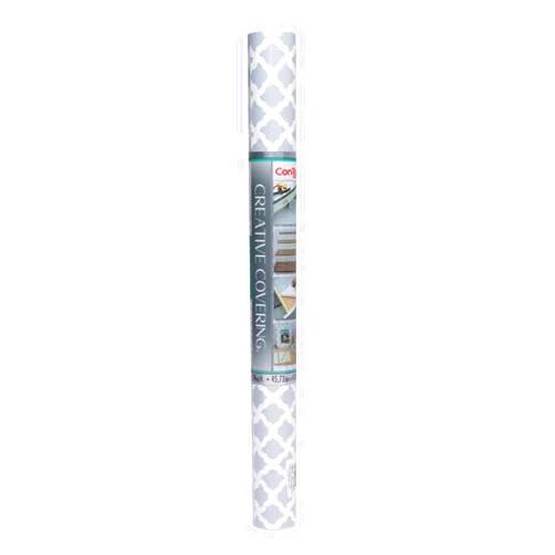 Con-Tact Brand Creative Covering, Self-Adhesive Shelf Liner, Multi-Purpose Vinyl Roll, Easy to Use and Apply, 18'' x 16', Talisman Glacier Gray