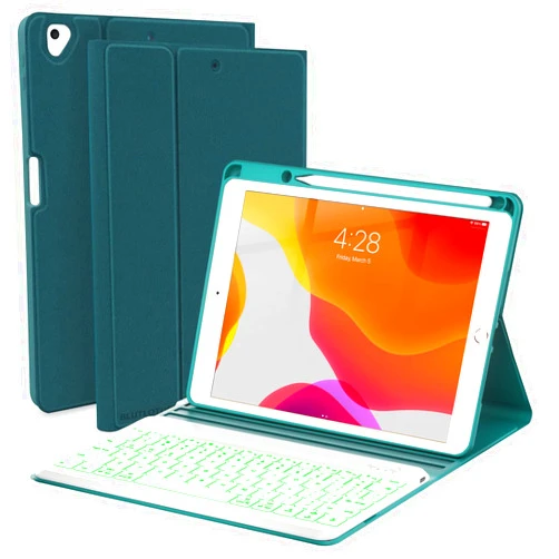 BLUTLOTUS Keyboard Case for iPad 9th/8th/7th Generation 10.2 inch 2021/2020/2019, iPad Pro 10.5-inch Case with Keyboard,iPad Air 3 2019, 7 Color Backlit Removable Bluetooth Wireless Keyboard Folio Case(Teal)