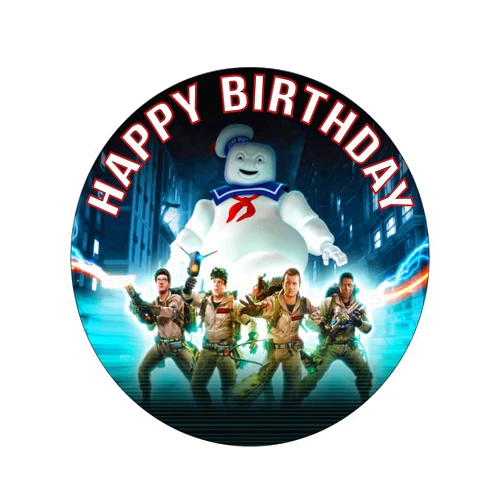 HAPPY CHOICES 7.5 Inch Edible Cake Toppers Cures Ghostbusters Themed Birthday Party Collection of Edible Cake Decorations