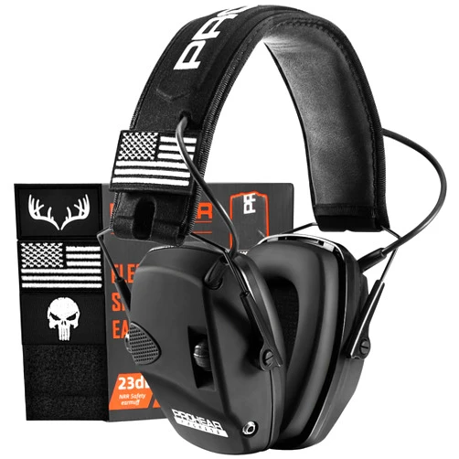 PROHEAR Electronic Ear Protection for Shooting with 4X Sound Amplification, Gun Range Hearing Protection Muffs, NRR 23dB Noise Reduction Headphones for Hunting, Black