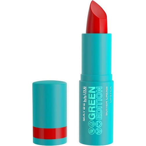 Maybelline Green Edition Butter Cream High-Pigment Bullet Lipstick, Musk, Orange Red, 0.12 oz