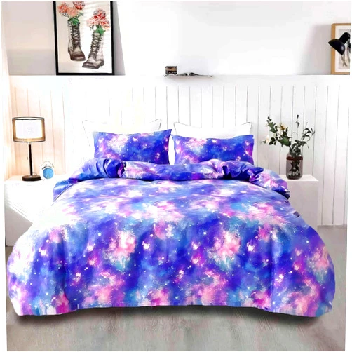 SDIII 3PCS Colorful Galaxy Duvet Cover Set Queen, 1 Duvet Cover and 2 Pillowcase, Cute Duvet Cover Queen for Kids Boys Girls and Teens, Zipper Closure
