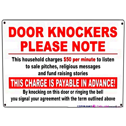 Eletina Indication warning sign Door Knockers Please Note This Household 50$ Per Minute To Listen Wall Art Outdoor Indoor 12x8 Inches New Aluminum Metal tin sign