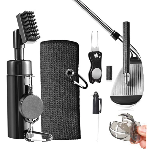 HUIJUTCHEN Golf Club Cleaning Kit,Golf Accessories,Golf Cleaning Kit with Golf Club Cleaner Water Brush,Towel,Divot Repair Tool,Groove Sharpener,Golf Ball Alignment Complete Golf Kit