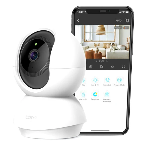 Tapo TP-Link Tapo 2K Pan Tilt Security Camera for Baby Monitor, Dog Camera w/Motion Detection, 2-Way Audio Siren, Night Vision, Cloud &SD Card Storage (Up to 256 GB), Works with Alexa & Google Home (C210)