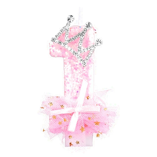 Generic Crown Number Candle Birthday Candle - Pink Sequin Candle for Kids Adults, 3inch Numeral Candle Glitter Number Birthday Candle for Christmas/Birthday/Wedding/Reunion/Theme Party (1)