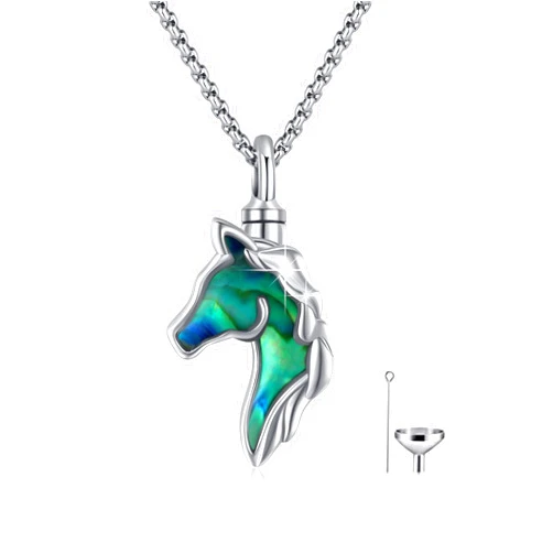 PCTJYFU Moonstone/Opal/Turquoise/Moss Agate/Malachite/Animal Urn Necklace 925 Sterling Silver Teardrop Cremation Pendant Jewelry Memorial for Women Lady