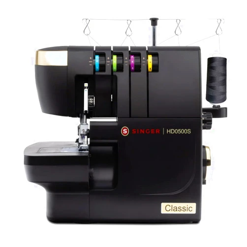 SINGER® HD0500S Heavy Duty Serger Overlock Sewing Machine, Classic Black | 2/3/4 Thread, 6 Stitch Types, 1300 Stitches/Min, LED Light, Free Arm, Differential Feed, Metal Frame