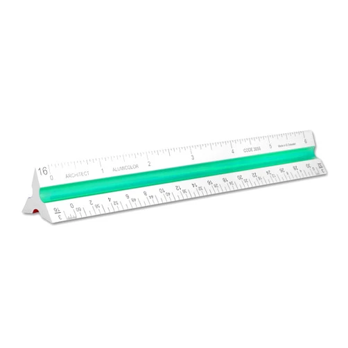 Alumicolor Aluminum Architect Color-Coded Solid Drafting Scale, 6IN, Silver,3056-1